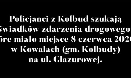Policjanci z gminy Kolbudy szukają świadków zdarzenia drogowego, które miało miejsce 8 czerwca 2020r. w Kowalach (gm. Kolbudy) na ul. Glazurowej.